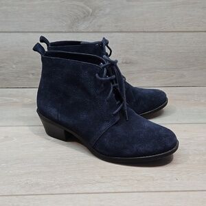 Vionic Women Andi Suede Ankle Heels Boots Lace Up shoes sz 6